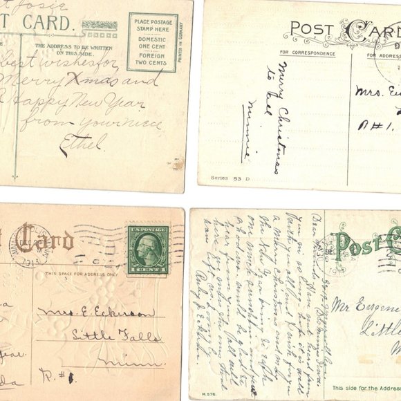 Lot of 4 Antique Christmas Postcards - Lot 934 - Picture 2 of 2